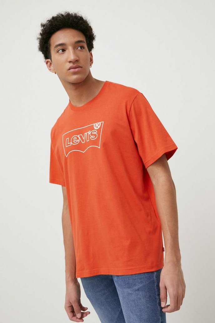 SS RELAXED FIT TEE OUTLINE BW oranžové
