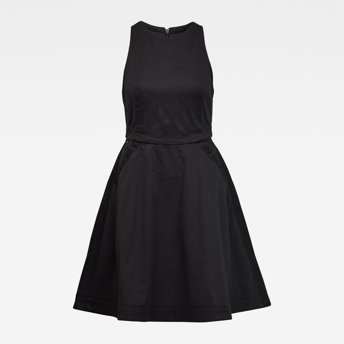 Core fit and flare dress s\less černé
