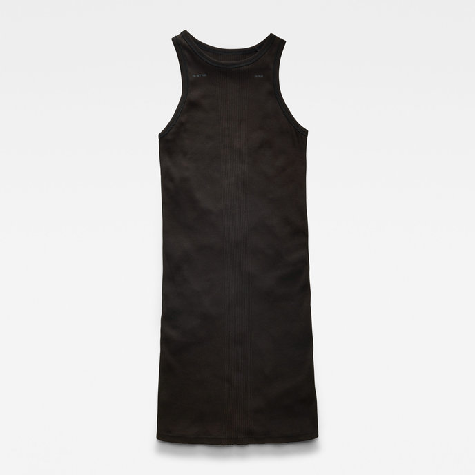 Engineered rib tank dress černé