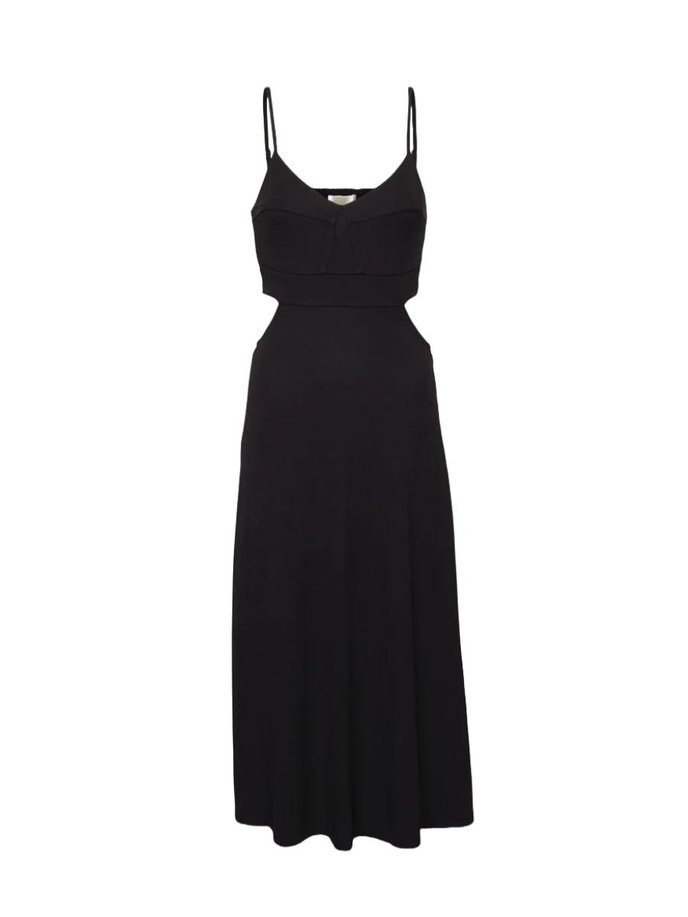 BUSTIER CUTOUT MIDI DRESS černé