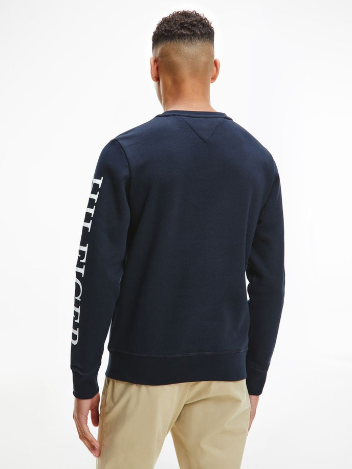 HILFIGER LOGO ON SLEEVE CREWNECK modrá