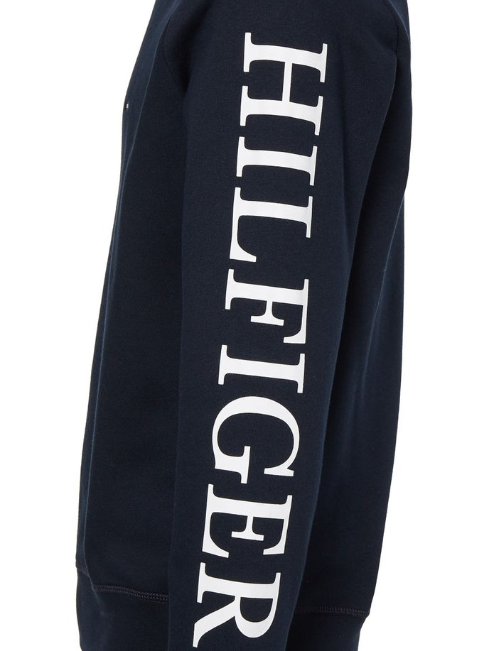 HILFIGER LOGO ON SLEEVE CREWNECK modrá