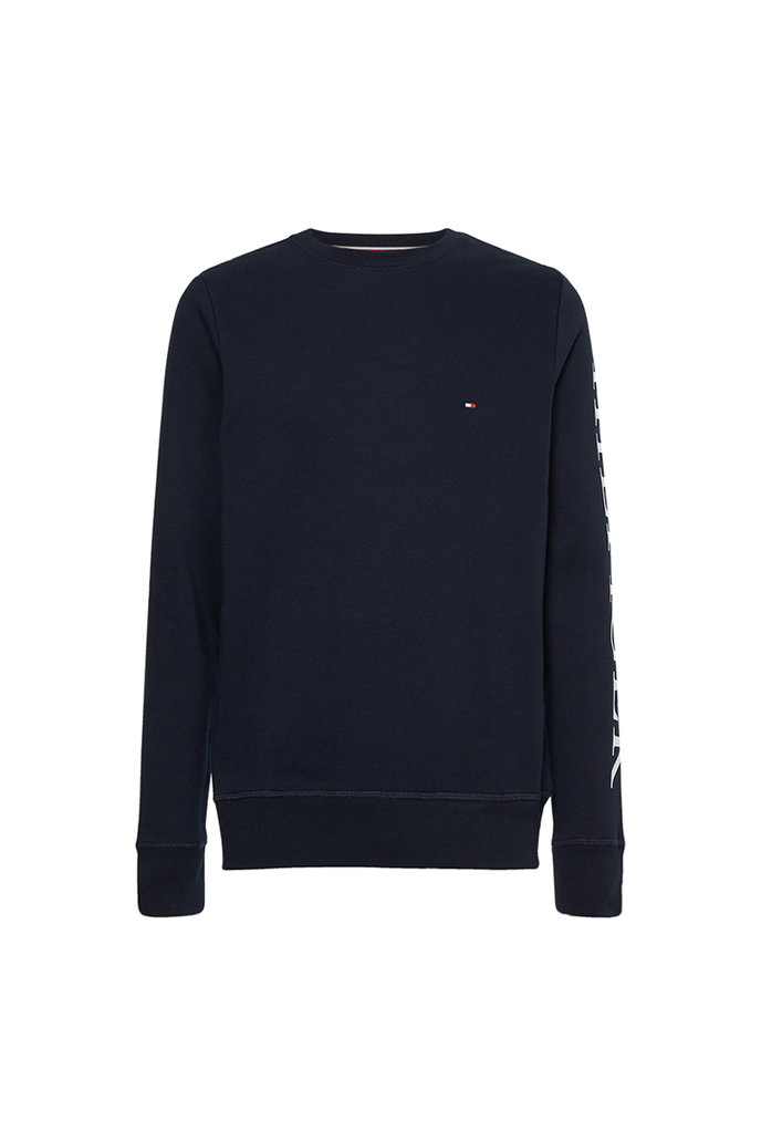 HILFIGER LOGO ON SLEEVE CREWNECK modrá